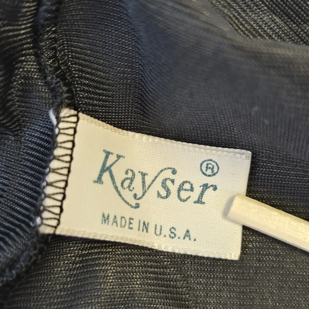Kayser Vtg Black Long Half Slip‎ Size S Side Slit Lace Trim Made In USA Lingerie